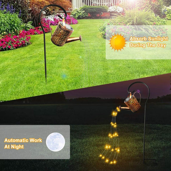 LED Watering Can String Light Solar Powered Outdoor Art Garden Path Lamp Stand - Lets Party