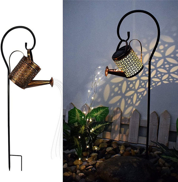 LED Watering Can String Light Solar Powered Outdoor Art Garden Path Lamp Stand - Lets Party