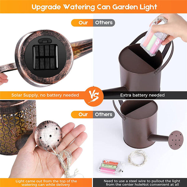 LED Watering Can String Light Solar Powered Outdoor Art Garden Path Lamp Stand - Lets Party