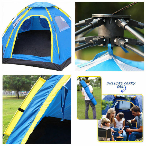 6 Person Instant Pop Up Camping Portable Tent For Outdoor Hiking Camping Fishing - Lets Party