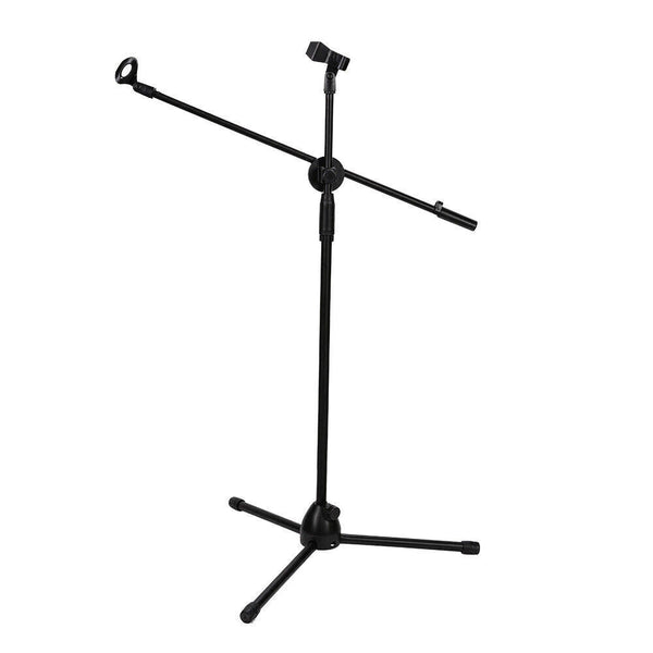 Foldable Microphone Stand Adjustable Mic Holder Tripod Two Clip Boom Fast Post - Lets Party