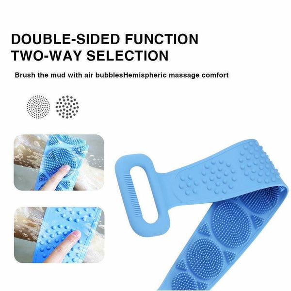 Bath Towel Silicone Exfoliating Back Strap Scrub Shower Body Scrubber Brush Wash - Lets Party