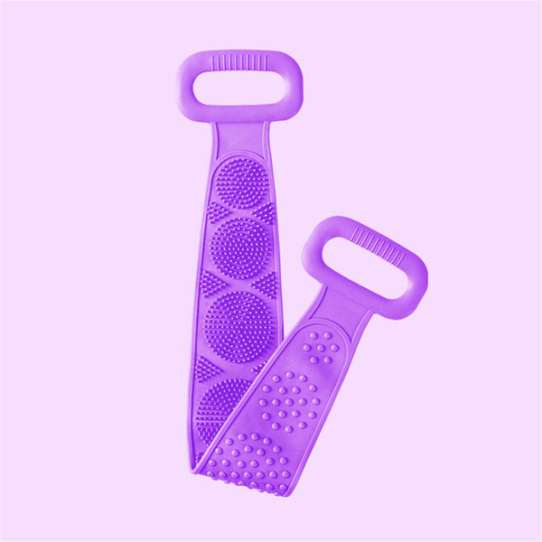 Bath Towel Silicone Exfoliating Back Strap Scrub Shower Body Scrubber Brush Wash - Lets Party