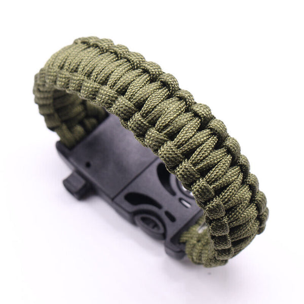 Survival Bracelet Compass Fire Camping Whistle Hiking Army Gear paracord - Lets Party