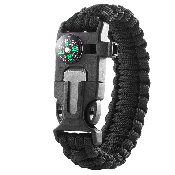 Survival Bracelet Compass Fire Camping Whistle Hiking Army Gear paracord - Lets Party