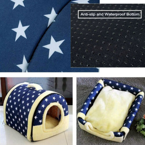 Pet Dog House Kennel Soft Igloo Beds Cave Cat Puppy Bed Doggy Warm Cushion Fold - Lets Party