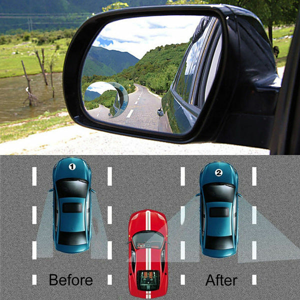 2x Blind Spot Mirror Rimless Ultra HD Glass Wide Angle 360° Rear View Adjustable - Lets Party