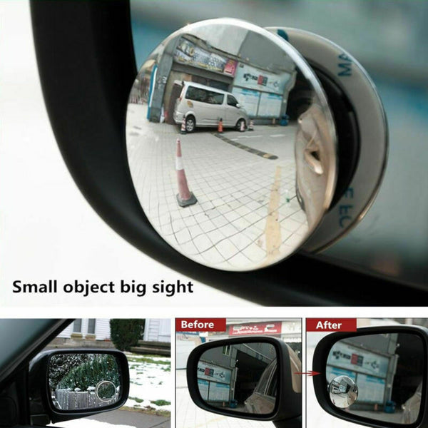 2x Blind Spot Mirror Rimless Ultra HD Glass Wide Angle 360° Rear View Adjustable - Lets Party