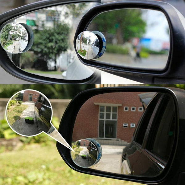 2x Blind Spot Mirror Rimless Ultra HD Glass Wide Angle 360° Rear View Adjustable - Lets Party