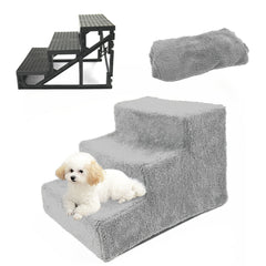 Pet Stairs 3 Steps Portable Cat Dog Ladder w/ Cover Step Ramp Climb For Pup Play