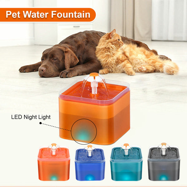 Automatic LED Electric Pet Water Dispenser Fountain Filter Dog Cat Drinking Bowl - Lets Party