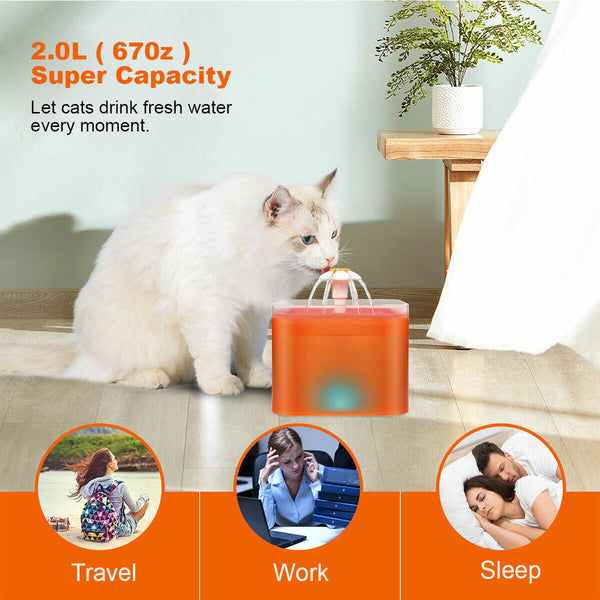 Automatic LED Electric Pet Water Dispenser Fountain Filter Dog Cat Drinking Bowl - Lets Party