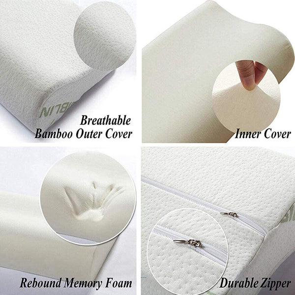 Luxury Soft Contour Bamboo Pillow Cushion Memory Foam Fabric Hypoallergenic AU - Lets Party