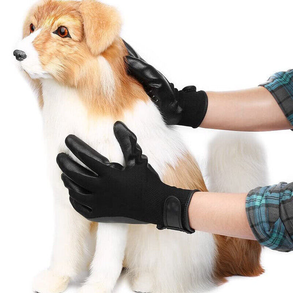 1Pair Horse Pet Dog Grooming Gloves Brush Hair Remover Shedding Massage Cleaner - Lets Party