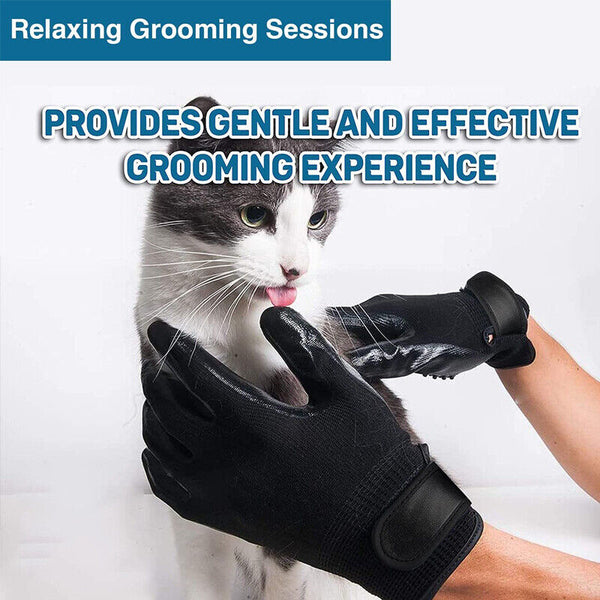 1Pair Horse Pet Dog Grooming Gloves Brush Hair Remover Shedding Massage Cleaner - Lets Party