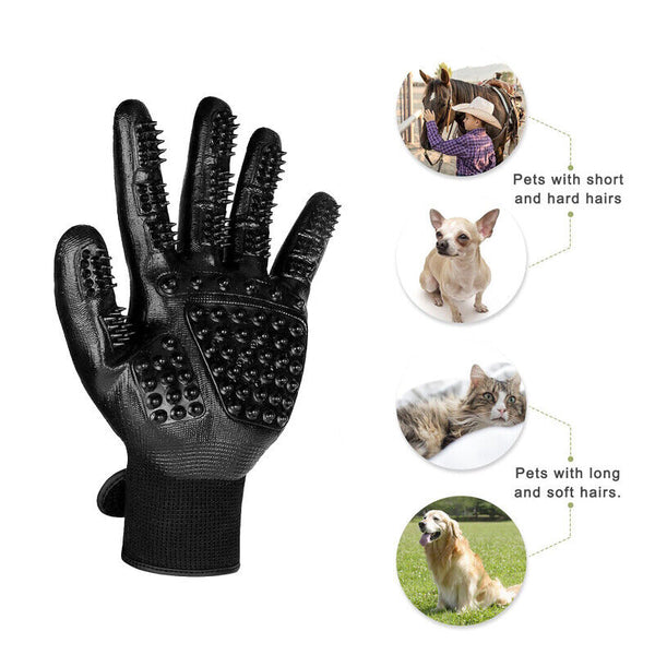 1Pair Horse Pet Dog Grooming Gloves Brush Hair Remover Shedding Massage Cleaner - Lets Party