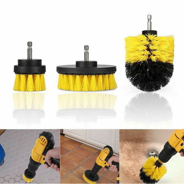 Grout Power Scrubber Cleaning Drill Brush Tub Cleaner Combo Tool Kit Yellow - Lets Party