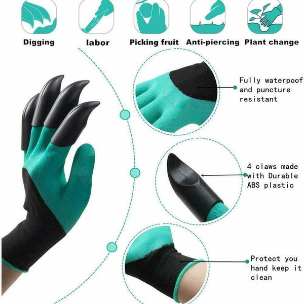 Garden Genie Gloves with Claws Waterproof Gardening Digging Planting - Lets Party