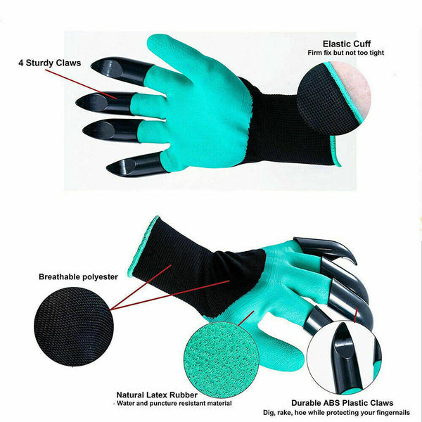 Garden Genie Gloves with Claws Waterproof Gardening Digging Planting - Lets Party