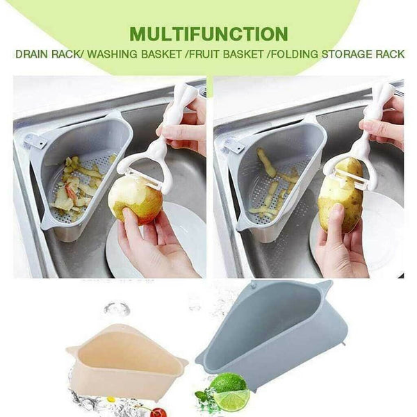 Triangle Sink Kitchen Storage Drain Basket Rack Shelf Holder Strainer Organizer - Lets Party