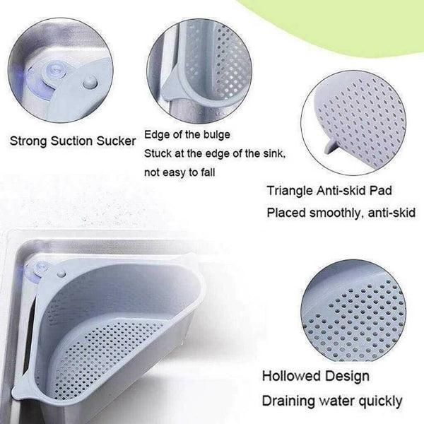 Triangle Sink Kitchen Storage Drain Basket Rack Shelf Holder Strainer Organizer - Lets Party