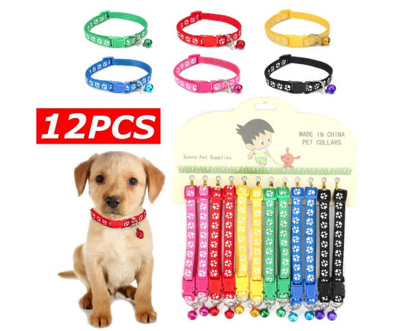 12X Whelping ID Dog Cat Collar Pet Puppy Kitten Adjustable Harness with Bell AUS - Lets Party