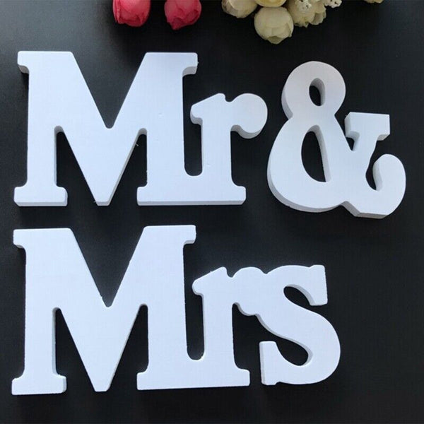 Mr & Mrs Decorative Letters Wooden Letters Wedding Married Decoration - Lets Party