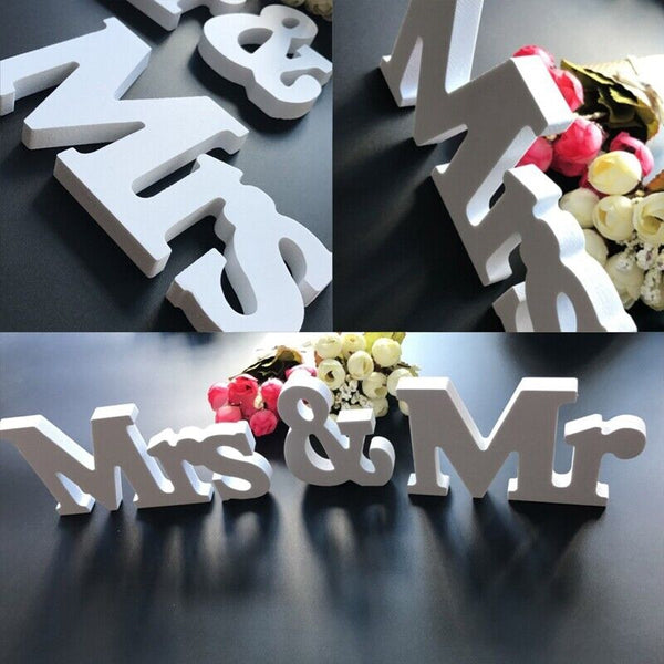 Mr & Mrs Decorative Letters Wooden Letters Wedding Married Decoration - Lets Party