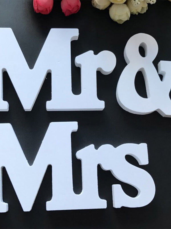 Mr & Mrs Decorative Letters Wooden Letters Wedding Married Decoration - Lets Party