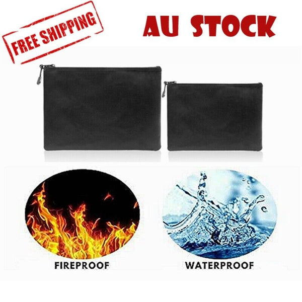 Fireproof Document Bag Silicone Coated Fiberglass Safe Money Bag Pouch Holder AU - Lets Party