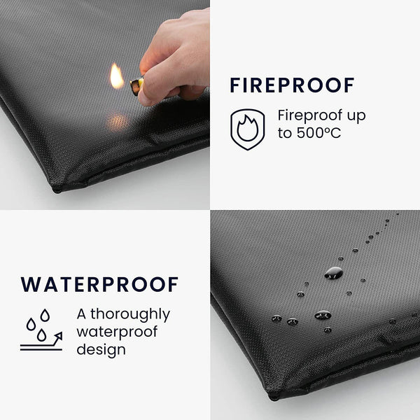 Fireproof Document Bag Silicone Coated Fiberglass Safe Money Bag Pouch Holder AU - Lets Party
