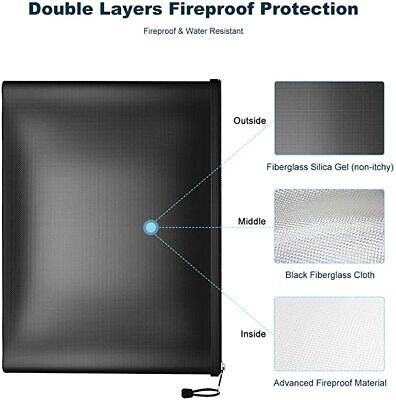 Fireproof Document Bag Silicone Coated Fiberglass Safe Money Bag Pouch Holder AU - Lets Party