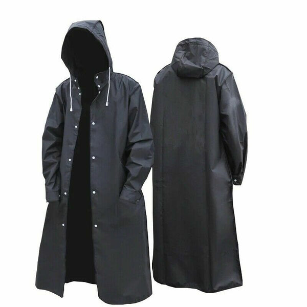 Womens Mens Waterproof Raincoat Long Trench Unisex Rain Coat Jacket Adult Hiking - Lets Party