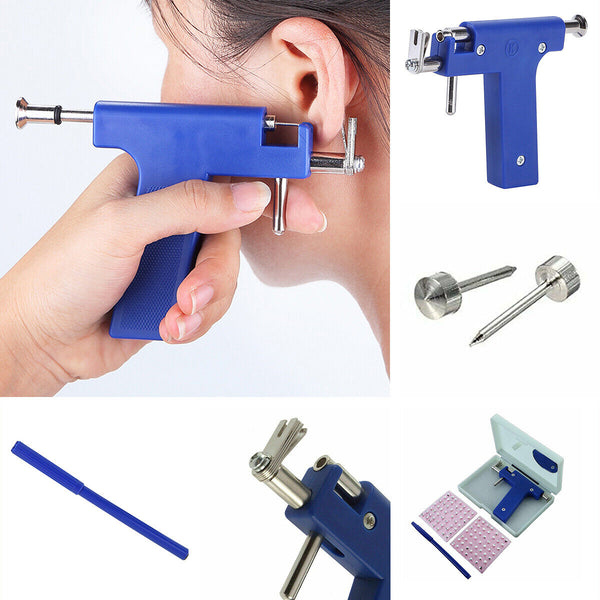 Pro Steel Ear Nose Navel Body Piercing Gun Kit Tool Set with Pack Of 98 Studs AU - Lets Party