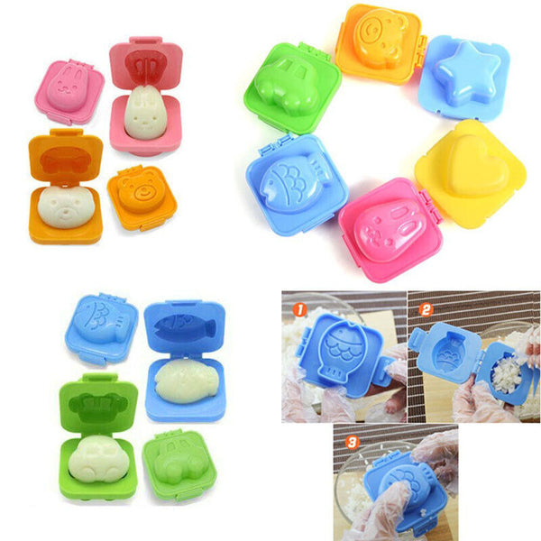 6Pcs Mold Sandwich Bento Rice Mould Sushi Maker Boiled egg Cutter Decorating - Lets Party