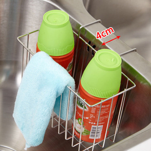 Kitchen Soap Rack Brush Stainless Steel Sink Caddy Sponge Holder Organizer - Lets Party