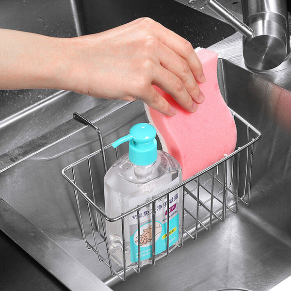 Kitchen Soap Rack Brush Stainless Steel Sink Caddy Sponge Holder Organizer - Lets Party