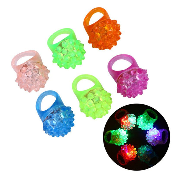 Led Flashing Strawberry Finger Rings Beams Lights Glow In the dark Party Toy - Lets Party