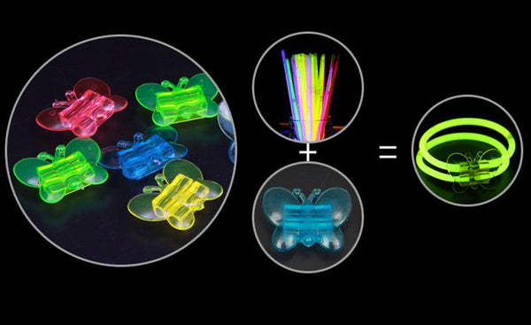 Multi colour Glow Sticks Butterfly Connector Glowstick Glow in the Dark Party - Lets Party