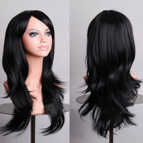 Womens 70cm Long Wavy Curly Hair Synthetic Cosplay Full Wig Wigs Party - Lets Party