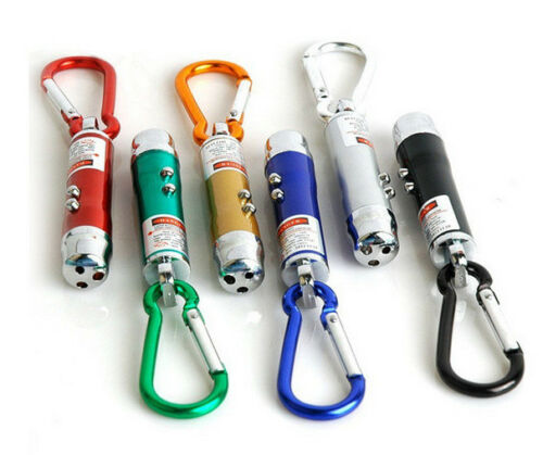 3 in 1 Red Laser Light Beam Pointer Key Ring Keychain UV LED Light Torch Cat Toy - Lets Party