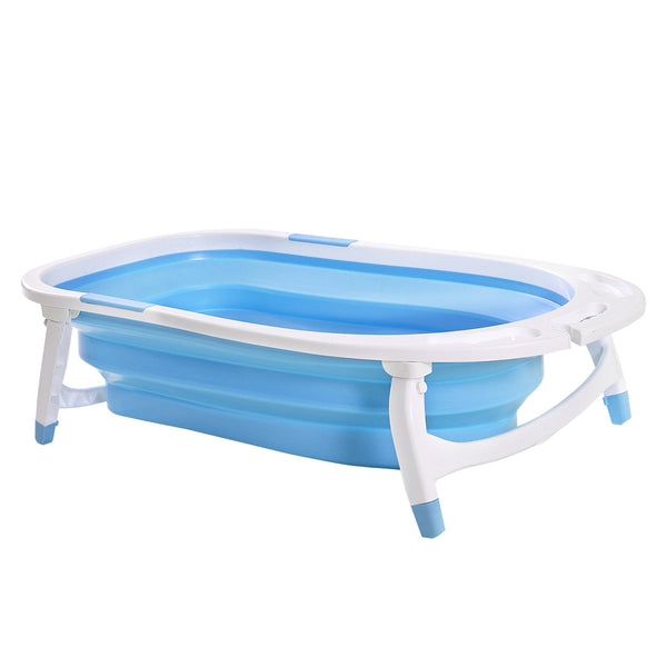 Baby Bath Tub Infant Toddlers Foldable Bathtub Folding Safety Bathing ShowerBlue - Lets Party