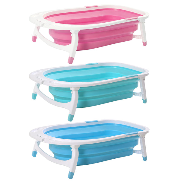 Baby Bath Tub Infant Toddlers Foldable Bathtub Folding Safety Bathing ShowerBlue - Lets Party