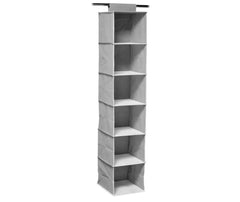 Hanging Wardrobe Organiser - 6 Shelf Closet Storage 120cm