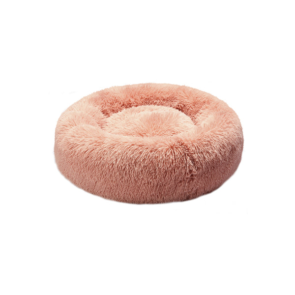 Pet Bed Cat Dog Donut Nest Calming Kennel Cave Deep Sleeping Pink S - Lets Party