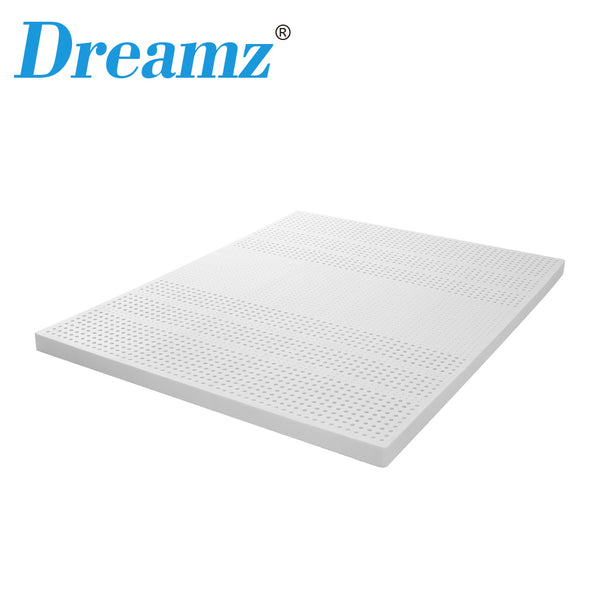 Dreamz Latex Mattress Topper Queen Natural 7 Zone Bedding Removable Cover 5cm - Lets Party