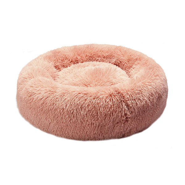 Pet Bed Cat Dog Donut Nest Calming Kennel Cave Deep Sleeping Pink XL - Lets Party