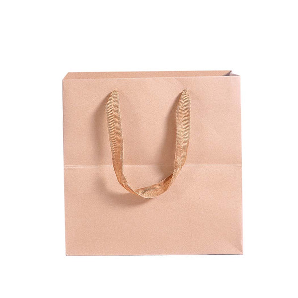 50x Brown Paper Bag Kraft Eco Recyclable Gift Carry Shopping Retail Bags Handles - Lets Party