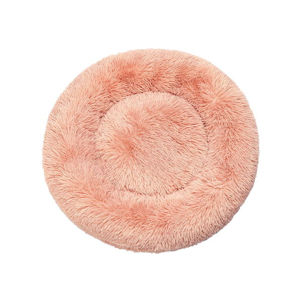 Pet Bed Cat Dog Donut Nest Calming Kennel Cave Deep Sleeping Pink L - Lets Party