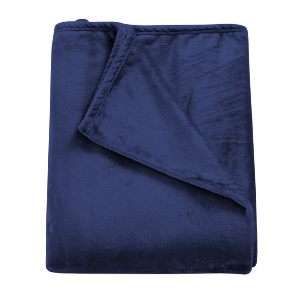 DreamZ 320GSM 220x240cm Ultra Soft Mink Blanket Warm Throw in Navy Colour - Lets Party